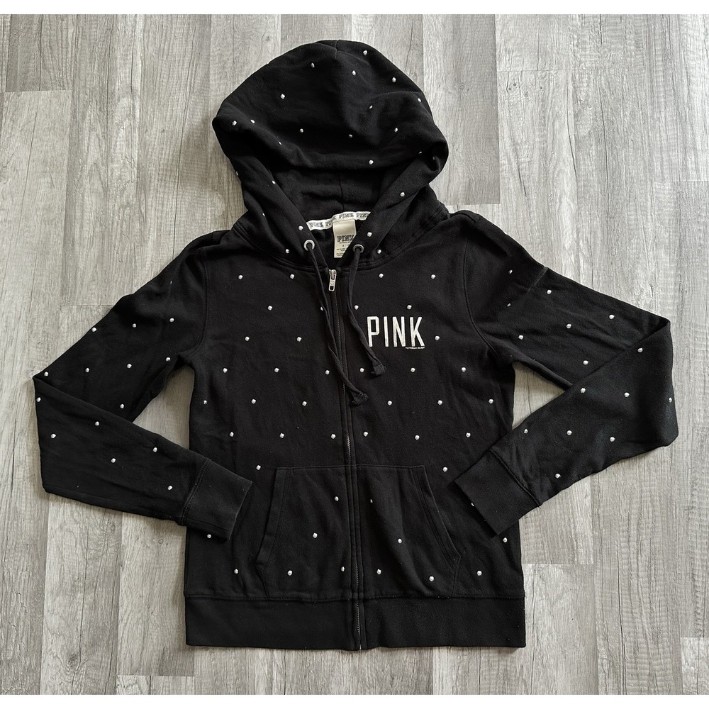 Pink Victoria's Secret Fashion Show Studded Embellished Hoodie‎ Sweatshirt Small